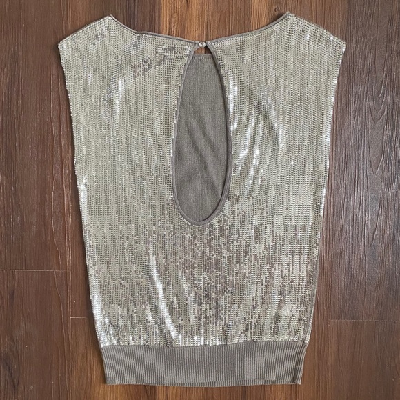 Gray silver sequin keyhole back backless top - Picture 7 of 10